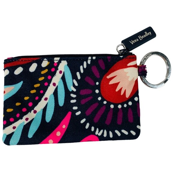 Vera Bradley Painted Paisley ID Case Zip Wallet Key Ring Window - Picture 2 of 8